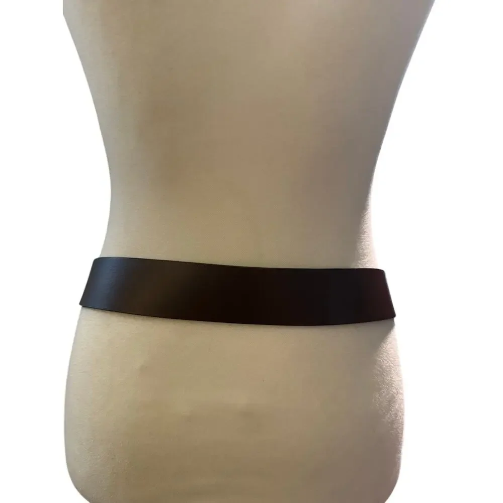 Hugo Boss Brown Genuine Leather Belt Silver Buckle Classic, Men's 33